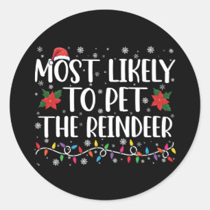 Sticker Rond Très Probable De Pet La Famille De Noël Reindeer