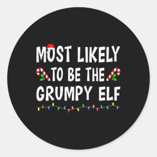 Sticker Rond Très Probable D'Être L'Elf Grumpy Xmas Famille Drô