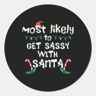 Sticker Rond Très Probablement Sy Avec Père Noël Noël Noël Noël