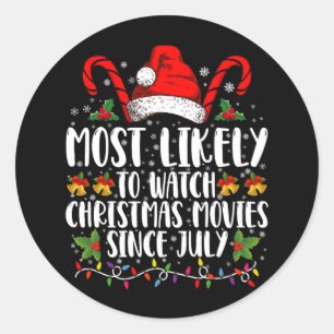 Sticker Rond Très susceptible de regarder des films de Noël dep