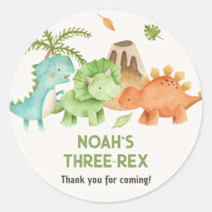 Sticker Rond Trex Stegosaurus Triceratops Dinosaur Boy Annivers