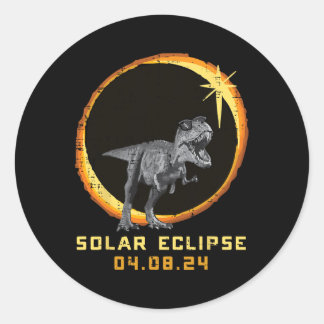 Sticker Rond Trex Total Solaire Eclipse 2024 Avril 8 Toddler Bo
