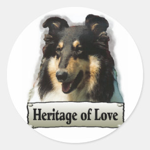 Sticker Rond Tri Color Rough Collie Toxits