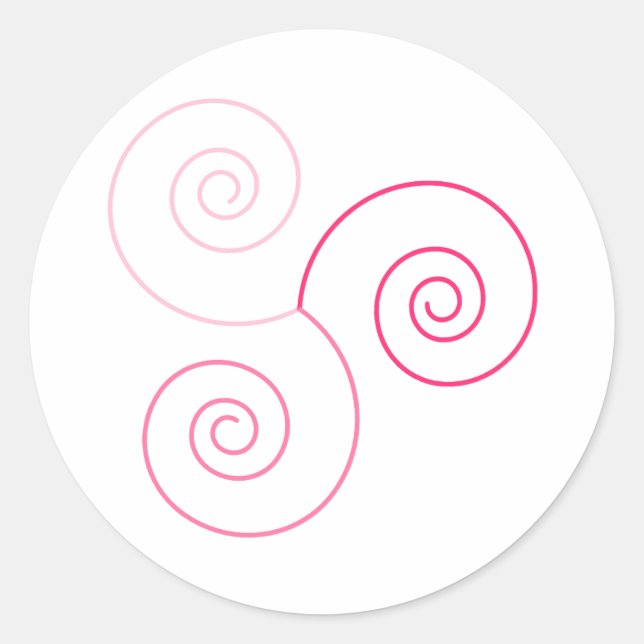 Sticker Rond Tri-couleur rose spirale de vie (Devant)