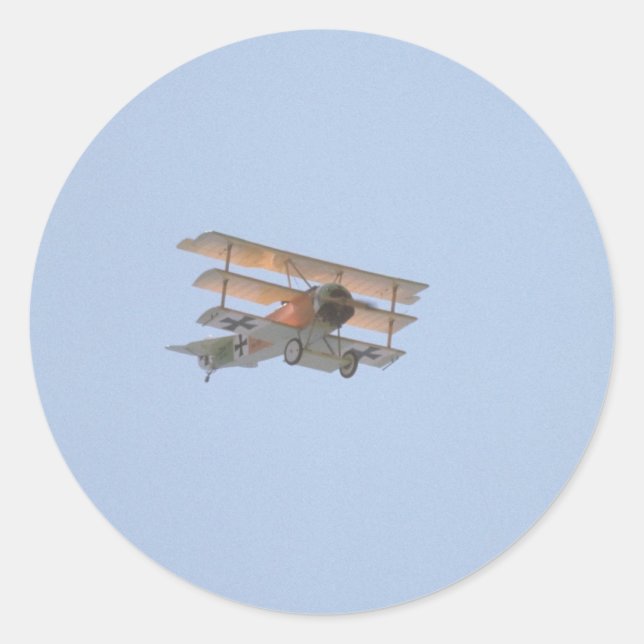 Sticker Rond Tri-Plan Fokker - Réplique Du Baron Rouge (Devant)