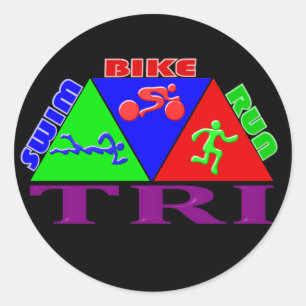 Sticker Rond TRI Triathlon Swim Vélo Run PYRAMID Design