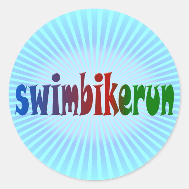 Sticker Rond TRI Triathlon Swim Vélo Run RAINBOW Design (Devant)