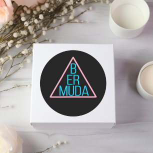 Sticker Rond Triangle Bermudes avec texte moderne à l'intérieur