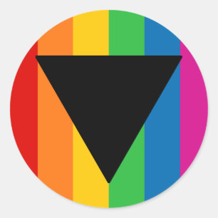 Sticker Rond Triangle noir Lesbian Pride