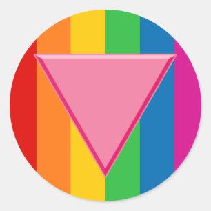 Sticker Rond Triangle rose gay pride