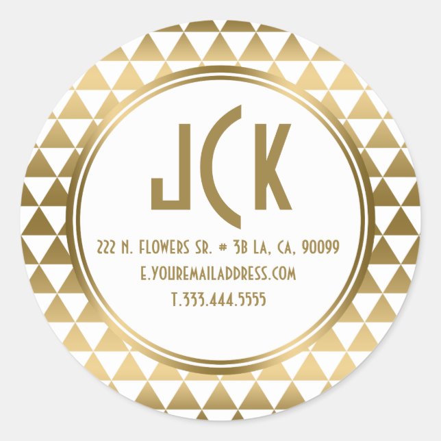 Sticker Rond Triangles géométriques blanc et or moderne Motif (Devant)