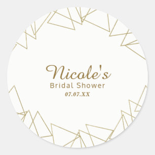 Sticker Rond Triangles Géométriques Dorés Fête Moderne Glamour