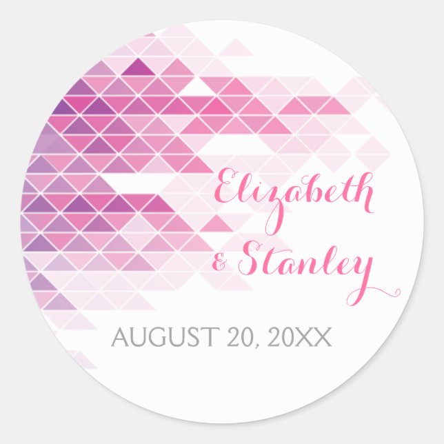 Sticker Rond Triangles géométriques roses mariage moderne (Devant)