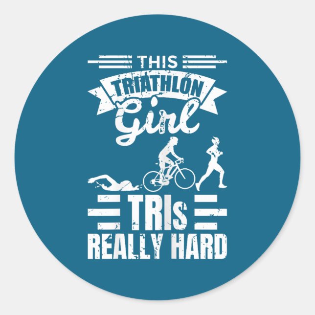 Sticker Rond Triathlete Girls Funny Triathlon  (Devant)