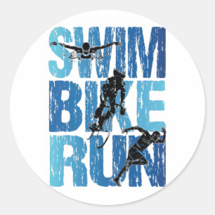 Sticker Rond Triathlon - Course à vélo de natation