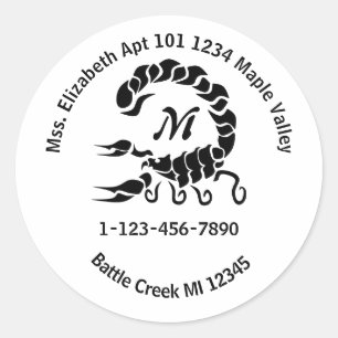 Sticker Rond Tribal Black Scorpion Monogram Accueil Coordonnées