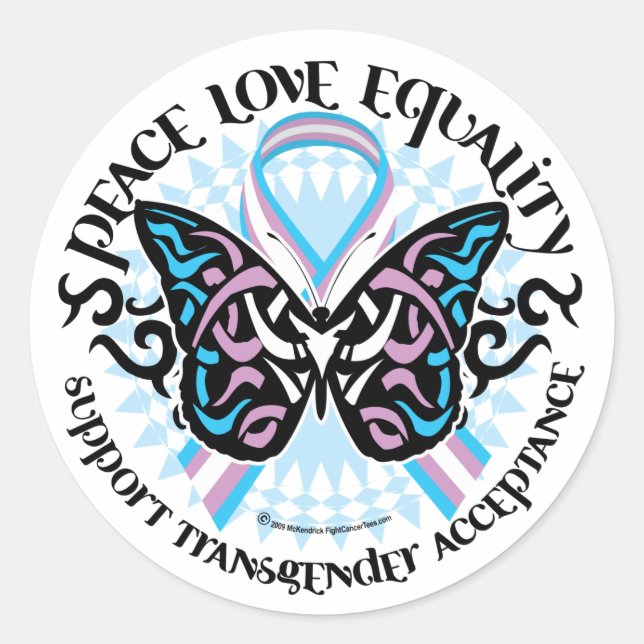 Sticker Rond Tribal de papillon de transsexuel (Devant)