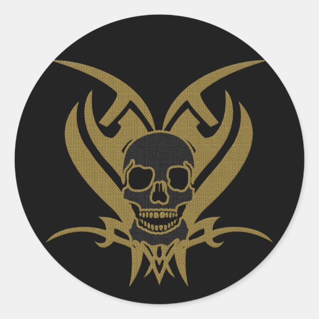 STICKER ROND TRIBAL SKULL (Devant)