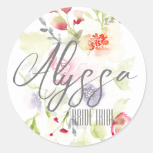 Sticker Rond Tribu de la mariée aquarelle