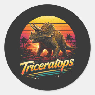 Sticker Rond Triceratops