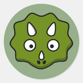Sticker Rond Tricératops de dessin animé