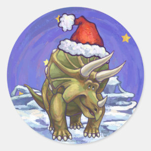 Sticker Rond Tricératops Noël