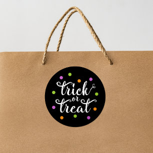 Sticker Rond Trick or Treat Confettis Colorés Halloween