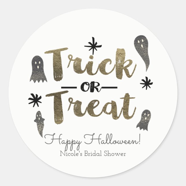Sticker Rond Trick or Treat Ghost Chic Halloween Party Favorise (Devant)