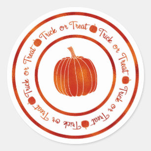 Sticker Rond Trick or Treat & Glamour Orange Citrouille Hallowe