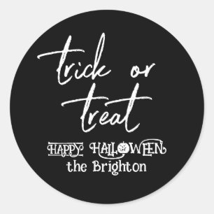 Sticker Rond Trick or treat Halloween personnalisé amusant et m
