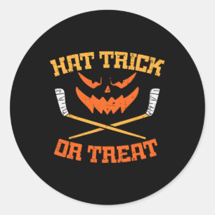 Sticker Rond Trick or Treat Ice Hockey Halloween Boy Men Pl