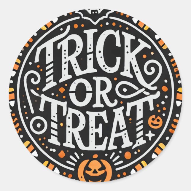 Sticker Rond Trick ou traitement minimal d'Halloween (Devant)