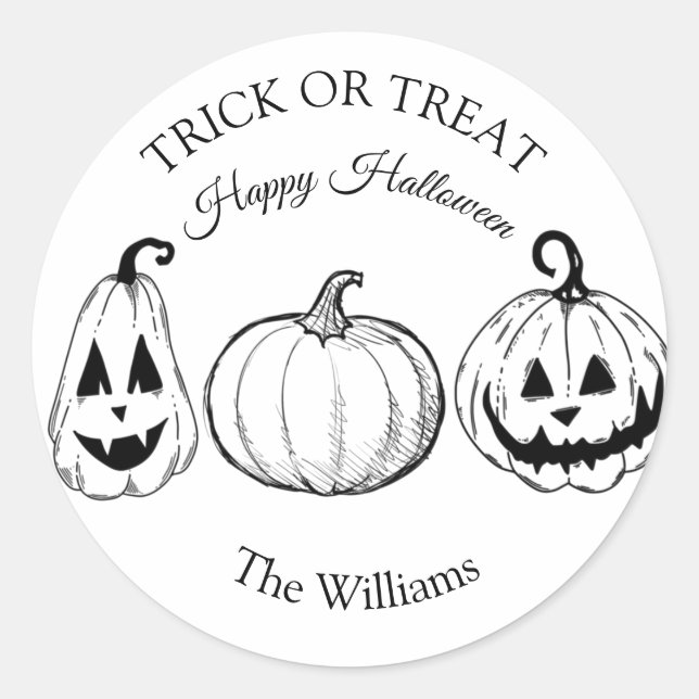 Sticker Rond Trick ou traiter Halloween Citrouille (Devant)