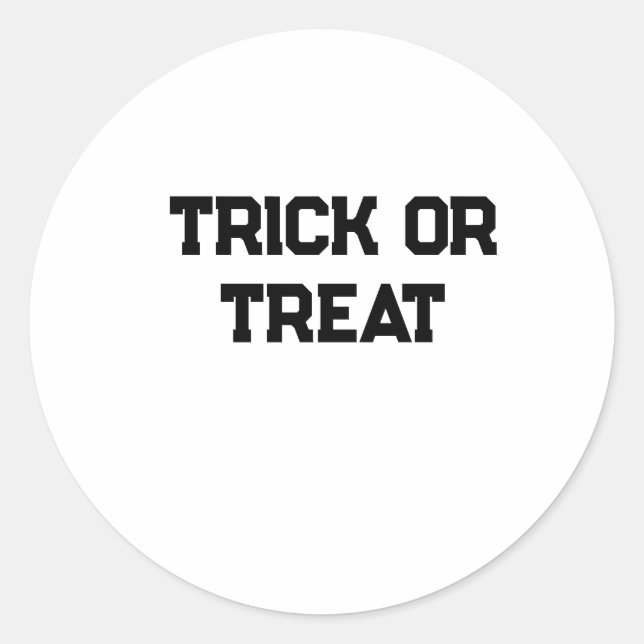 Sticker Rond Trick ou. Traiter Halloween éffrayant noir simple  (Devant)