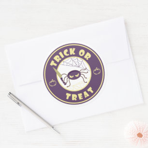 Sticker Rond Trick ou traiter l'araignée halloween style Starbu
