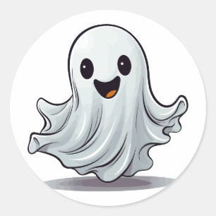 Sticker Rond Trick ou traiter mignonne Happy Halloween Ghost