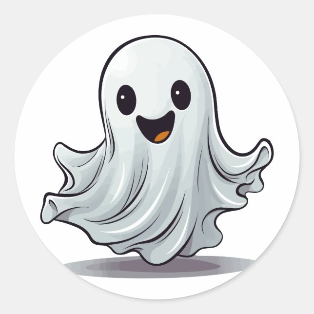 Sticker Rond Trick ou traiter mignonne Happy Halloween Ghost (Devant)