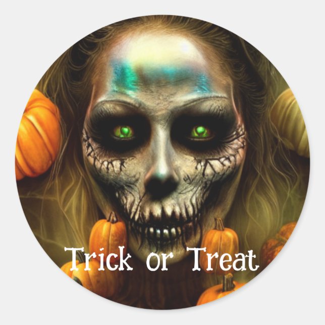 Sticker Rond Trick ou Treat Halloween (Devant)