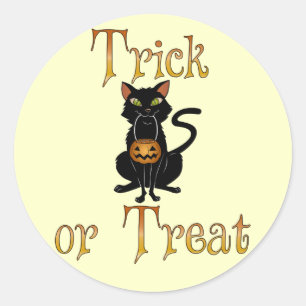 Sticker Rond Trick ou Treat Kitty