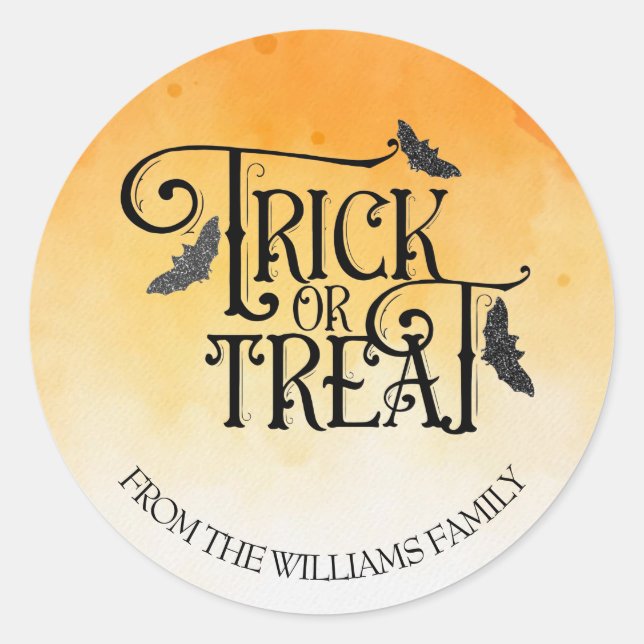 Sticker Rond Trick ou Treat Sparkly Halloween (Devant)