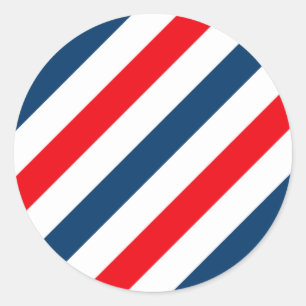Sticker Rond Tricolor Diagonal Stripes (bleu, blanc et rouge)