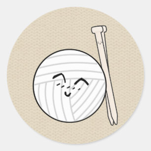 Sticker Rond Tricot Aiguilles & Fils Cartoon ♥ Artisanat