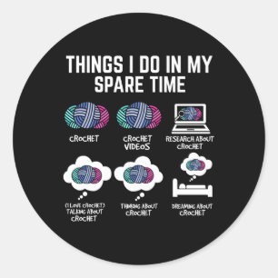Sticker Rond Tricot Des Choses Que Je Fais Dans Mon Étui De Tem