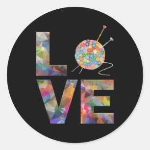 Sticker Rond Tricot Knitter Crochet Love Yarn Motifs Stitch