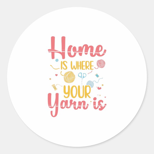 Sticker Rond Tricot | Yarn Knitter coudre des cadeaux de passe- (Devant)