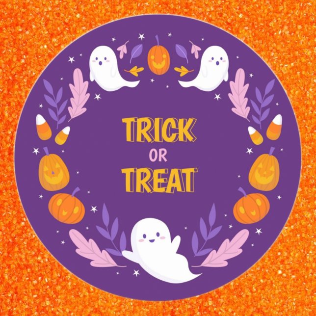 Sticker Rond Tricoter ou traiter Halloween (Créateur téléchargé)