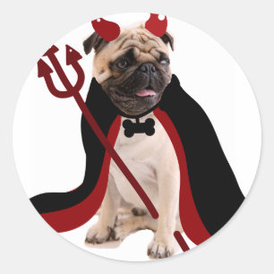 Sticker Rond tricoter ou traiter heureux halloween satan diable