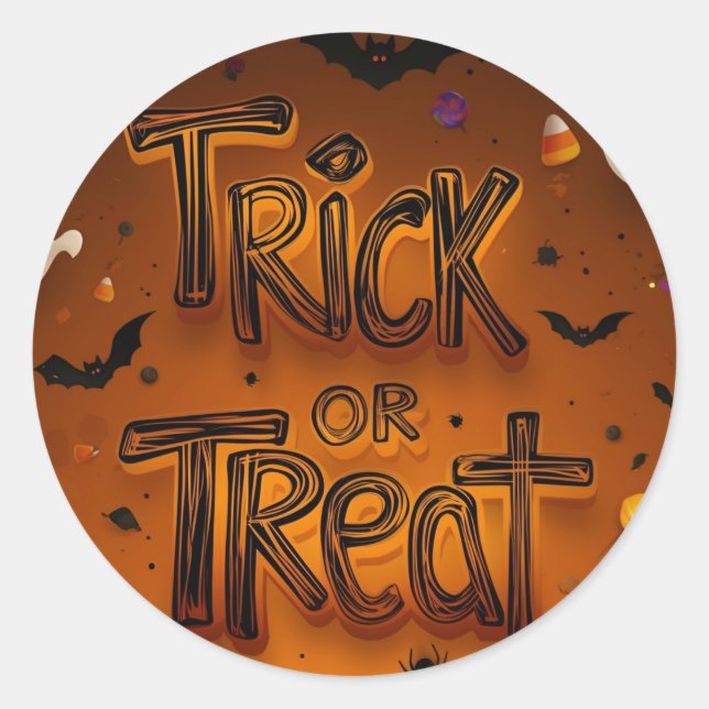 Sticker Rond Tricoter ou traiter une nouvelle Halloween (Devant)