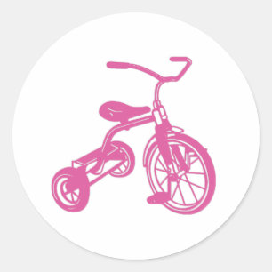 Sticker Rond Tricycle rose pour enfants