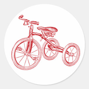 Sticker Rond Tricycle rouge vintage